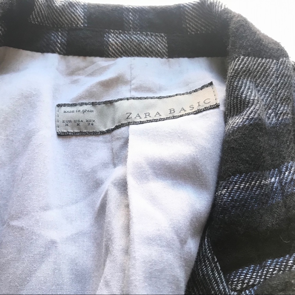 Zara Women's Black Blue White Striped Tweed Blazer - Picture 3 of 3